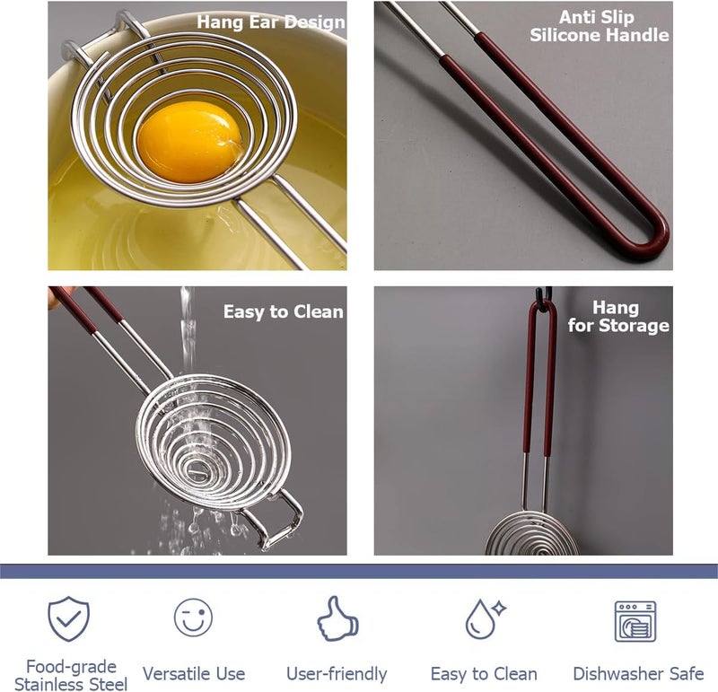 Avykalox Semi Automatic Whisk & Egg Yolk Separator, Stainless Steel Mini Hand Push Whisk, Hand Mixer Egg Beater Wisking Tool & Egg Separator for Raw Eggs Set, for Cooking, Baking - Image 5
